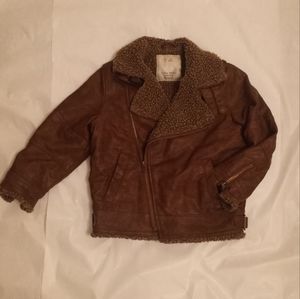 Boys size 5 Zara brown leather jacket